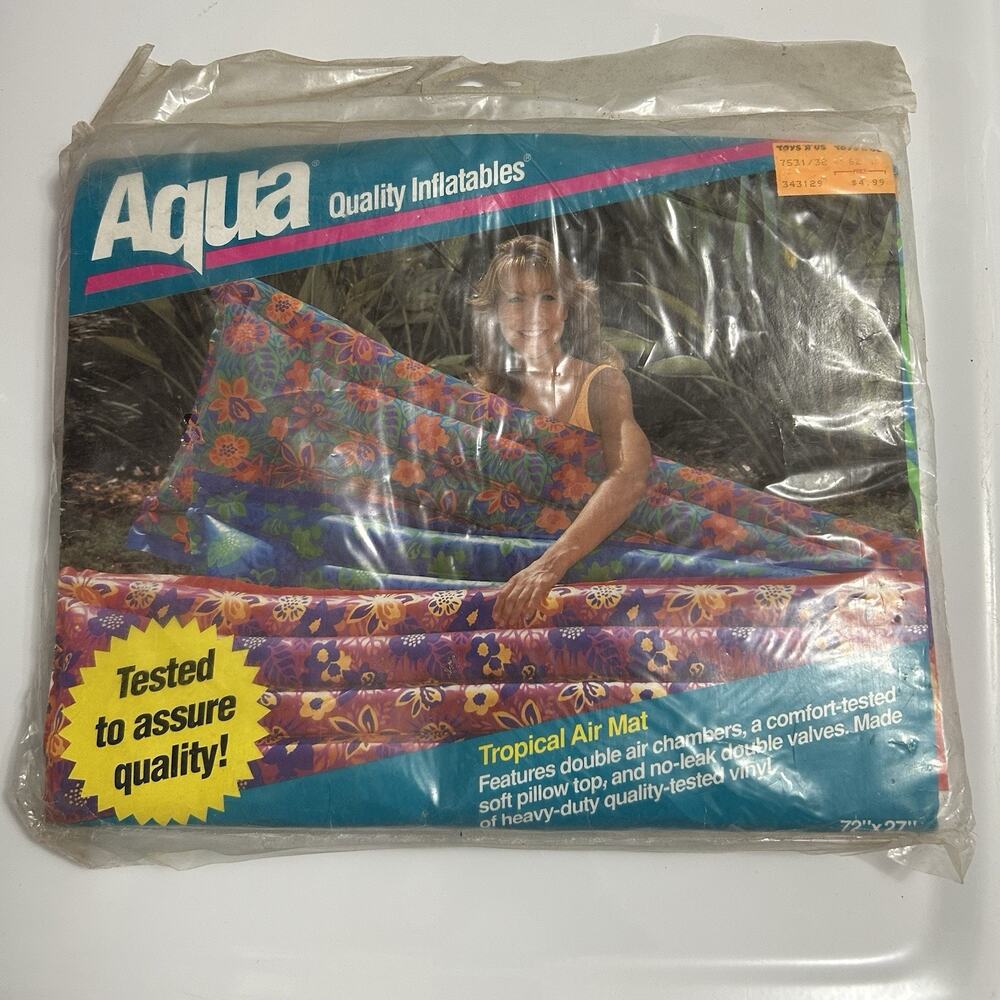Vtg 1993 Aqua Leisure Tropical 72" X 27" Air Mat Pool Summer Beach SA-7532 PVC